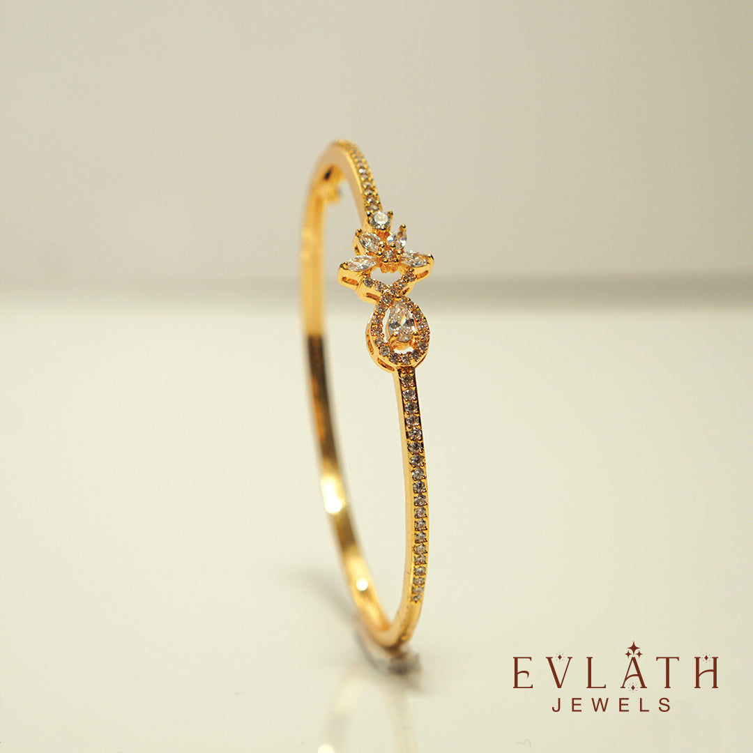 Premium Gold-Plated CZ Stone-Studded Openable Bangles – Evlath Jewels